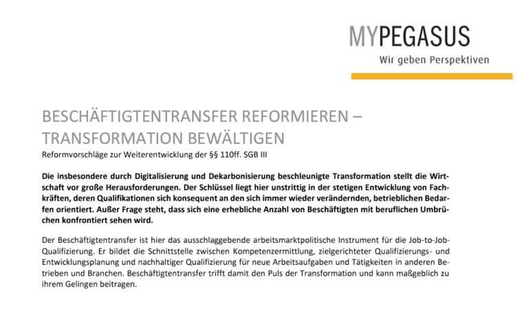 Beschäftigungstransfer reformieren